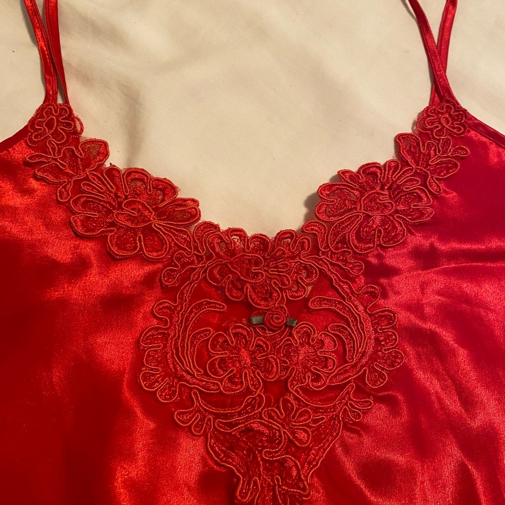 Red Lace Trim Lingerie